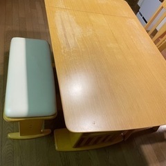 【ネット決済】【終了】ダイニングテーブル&ベンチ&椅子2脚4点セット