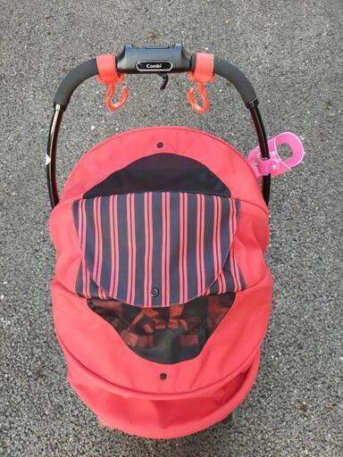 コンビ ベビーカー メチャカルハンディ オート4キャス 赤 レッド 説明書付