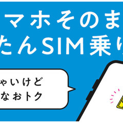 加入特典あり！SIMカードだけの乗り換えで毎月お得！手続き簡単！...