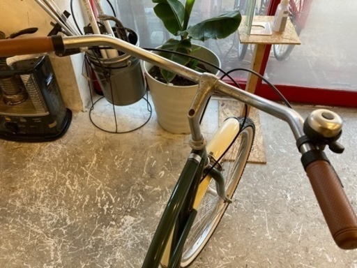 自転車 【前後チューブ新品！】26インチ ビーチクルーザー モスグリーン