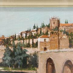 絵画　荒木義太郎 トレド（スペイン） 風景画 額サイズ　縦49㎝×58㎝ (R2141knthY) 絵画 荒木義太郎 トレド（スペイン） 風景画 額サイズ 縦49㎝×58