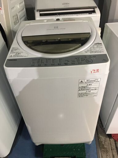 ☆中古 激安！！￥12,000！！TOSHIBA　東芝　7.0kg洗濯機　家電　2018年製　AW-7G6型　幅56cmｘ奥行58cmｘ高さ99cm　【BBM062】