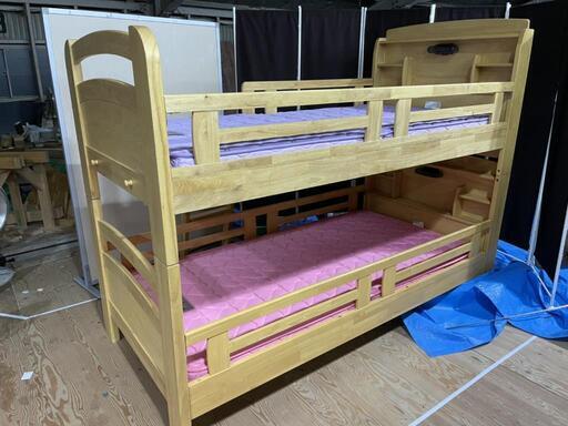 2段ベッド　関家具　木製　マットレス付き