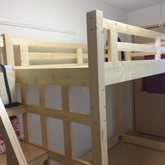LOWYA】木製ロフトベッド シングル 階段付（左右取付可）