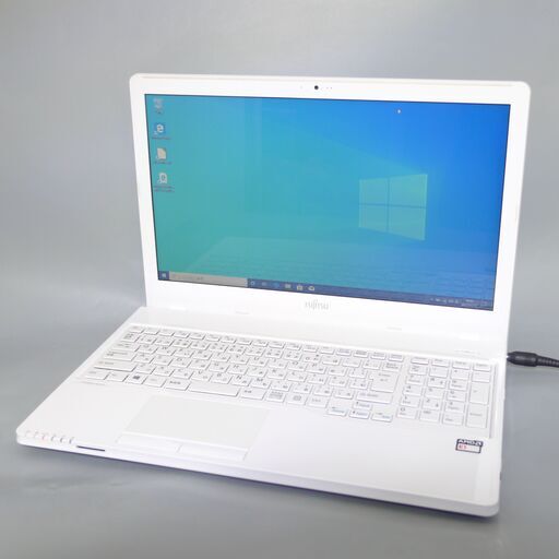 大容量HDD-500G ホワイト ノートパソコン 15.6型 富士通 AH30/X 中古美品 AMD 4GB DVDRW 無線 Wi-Fi Bluetooth カメラ Win10 Office