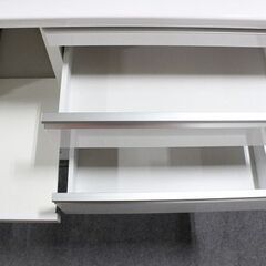 松田家具 レンジボード ホワイト 幅90cm  スライドレール　ＷＨ　松田家具　レンジボード 食器棚  中古 店頭引取歓迎 R5017)