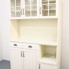 ★ナチュラル×ホワイト レンジボード 食器棚 地震ロック付き★120×45×195☆配達可能 買取帝国 朝霞店 ☆ナチュラル×ホワイト レンジボード 食器棚 地震ロック付き☆120×45