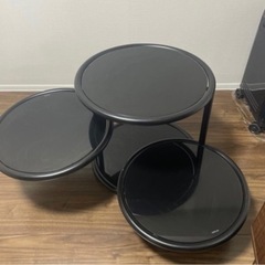 【ネット決済】ガラス　黒丸テーブル