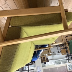 karimoku 2人掛けソファー　wd4303 布×木製　グリーン×ナチュラル