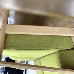 karimoku 2人掛けソファー　wd4303 布×木製　グリーン×ナチュラル