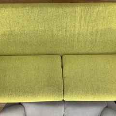 karimoku 2人掛けソファー　wd4303 布×木製　グリーン×ナチュラル