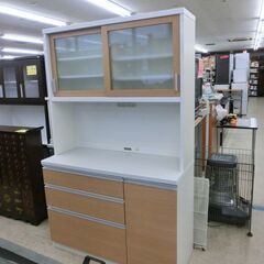 ☆ジモティ割あり☆ 高橋木工 レンジボード ベージュ W140.5×D45×H193