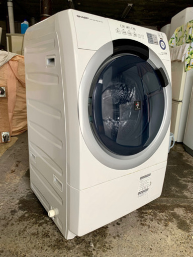 札幌市内配送無料 16年製 シャープ ドラム式洗濯乾燥機 コンパクトドラム 7kg 左開き ES-S7A-WL