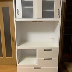 食器棚　レンジ台　レンジボード　キッチンボード(ホワイト)