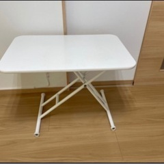 白いテーブル　昇降テーブル　90×60cm