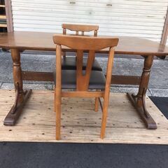 木製 ダイニングテーブル 椅子2脚セット 幅140cm×奥行80...