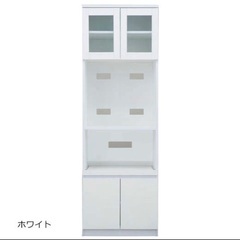 【ネット決済】食器棚　色　ホワイト　電子レンジ　炊飯器　3点