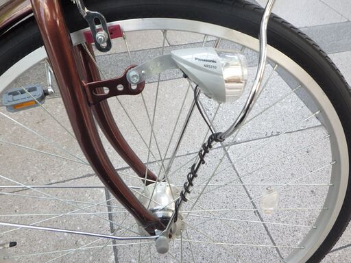 自転車 サイモト ミルトン 26インチ ブラウン系 カゴ付き オートライト