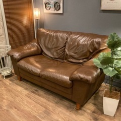 ☑️メル売約済み　高級輸入家具Italソファー極上なめし本革2人掛けエスハウス