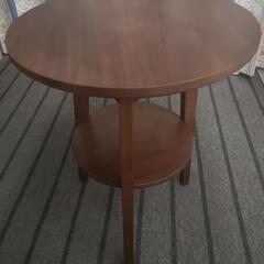 木製サイドテーブル  小さい丸テーブル