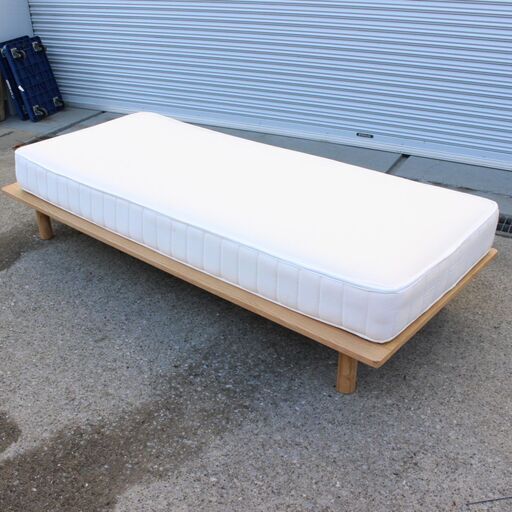 ※在庫数2 T330) MUJI 木製ベッドフレーム スプリングマットレス スモール すのこベッド オーク材 無垢材 無印良品 家具 寝具 インテリア ベッド
