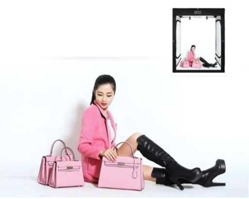 撮影ボックス200×120cm撮影スタジオ　480個LEDランプビーズ　3色背景付き　収納袋付き