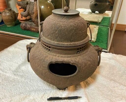 ★アンティークレトロ品!!縦33㎝×横30㎝・茶道具の茶釜・茶風呂・インテリアなどに★
