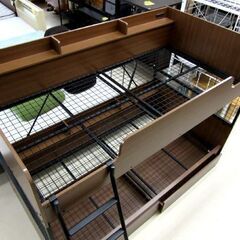 ニトリ 二段ベッド デニッシュ ブラウン 2段 はしご 電源有り 幅：約201.5cm 寝具 家具 ベット 札幌市 厚別区