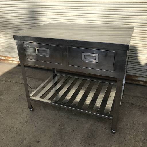 ⭕⭕⭕PH7/18　ステンレス作業台 引き出し 収納 厨房機器 調理台 中古品 物置 業務用 H80×W90×D60㎝ ①⭕⭕⭕