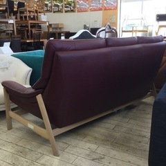 ★ 1/19 【✨オーク材使用‼︎本革ソファー‼︎✨】定価¥315,700 Karimoku カリモク 3人掛け ハイバックソファ ZU6203ME リビング 幅195cm 