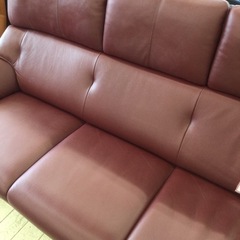 ★ 1/19 【✨オーク材使用‼︎本革ソファー‼︎✨】定価¥315,700 Karimoku カリモク 3人掛け ハイバックソファ ZU6203ME リビング 幅195cm 