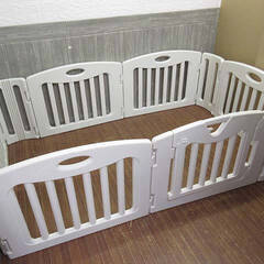 ss3288　日本育児　ベビーサークル　スクエア　6枚　キッズランド　ホワイト　プラスチック製　ゲート付き　扉付き　シンプル　6ヶ月～3歳半の画像
