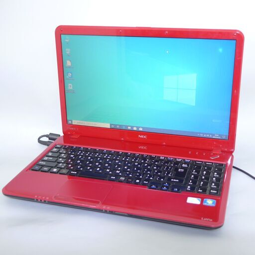 高速SSD レッド 赤色 ノートパソコン 15.6型 NEC PC-LS150CS1YR 中古動作良品 Celeron 4GB DVDマルチ 無線LAN WiFi Windows10 Office