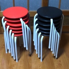 【中古】丸椅子(パイプ丸イス) 12脚セット　