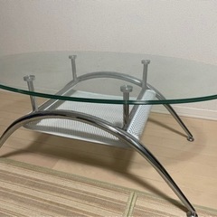 ガラステーブル　ローテーブル　ガラス　テーブル　デスク　楕…