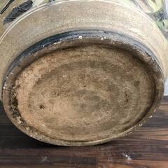 ⭕⭕⭕KG3/35　直接引取歓迎 大きい 大型 火鉢 大火鉢 陶器 高さ36cm 幅64cm 植木鉢 盆栽 鉢 陶器 古道具 古民具 下横に穴 風景 昭和 レトロ⭕⭕⭕