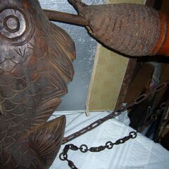 囲炉裏自在鈎鯛彫刻付大型重厚品 囲炉裏自在鈎鯛彫刻付大型重厚品