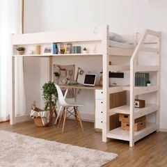 決まりました【1年半使用】定価7万：木製ロフトベッド　セミダブル　