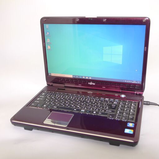 大容量HDD-750G あずき色 紫 ノートパソコン 15.6型 富士通 AH550/5A 中古良品 Core i5 4GB DVDマルチ 無線 Wi-Fi Windows10 Office