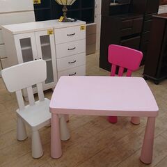 IKEA★子供用 テーブル チェア 3点セット ピンク×ホワイト...
