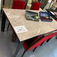 【カグマニア】【引き取り限定】大理石　ダイニング5点セット