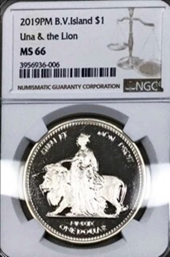 硬貨　2019年 ウナとライオン １ドル　コイン　 NGC MS66