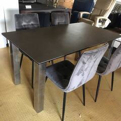 自社配送有 ガラス天板 ダイニングテーブルセット シックデザイン アイアン 脚 チェア４脚