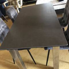 自社配送有 ガラス天板 ダイニングテーブルセット シックデザイン アイアン 脚 チェア４脚