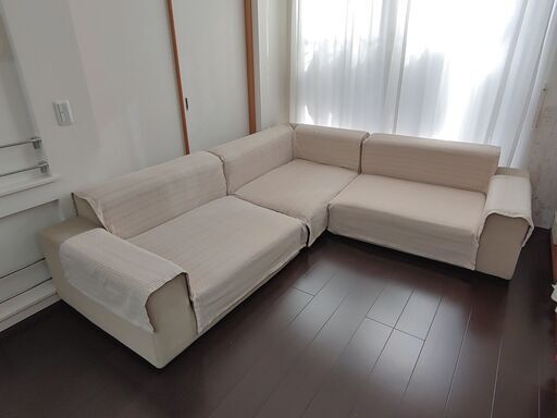 大きなL字型ソファー　日本製　　村内家具