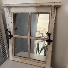アンティーク　窓枠鏡　インテリア