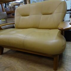 浜本工芸　本革2人掛けリビングチェア　L-3100【愛品倶楽部柏店】 