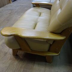 浜本工芸　本革2人掛けリビングチェア　L-3100【愛品倶楽部柏店】 