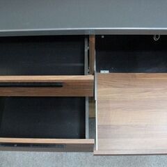 Pamouna/パモウナ キッチンボード SYシリーズ 幅160 ブルモーション ウォールナット色  食器棚 中古家具 店頭引取歓迎 R5055)