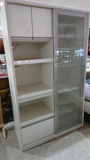 松田家具｜エクシア｜モイス付｜ガラススライド扉｜キッチンボード｜食器棚